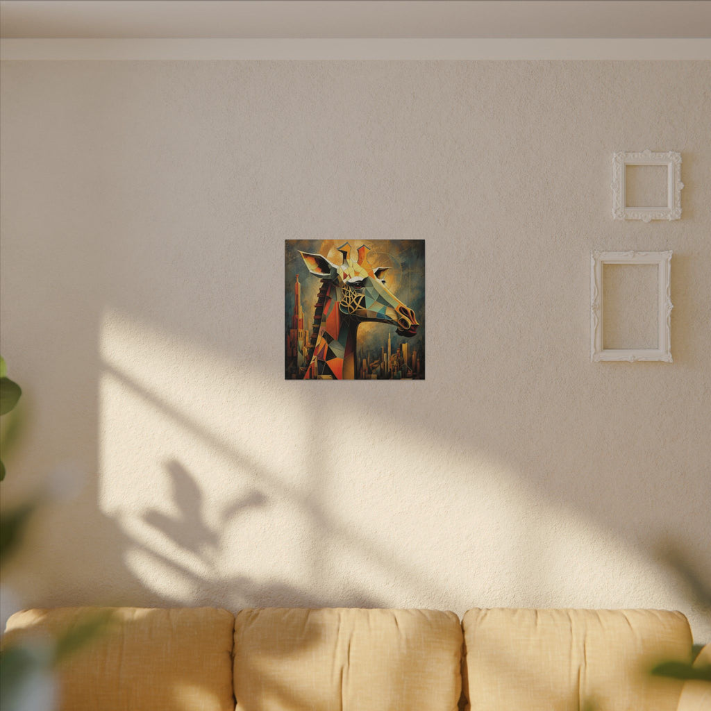 The Gilded Watcher — Cubist Giraffe Art Print