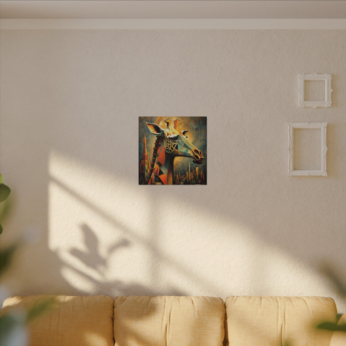 The Gilded Watcher — Cubist Giraffe Art Print