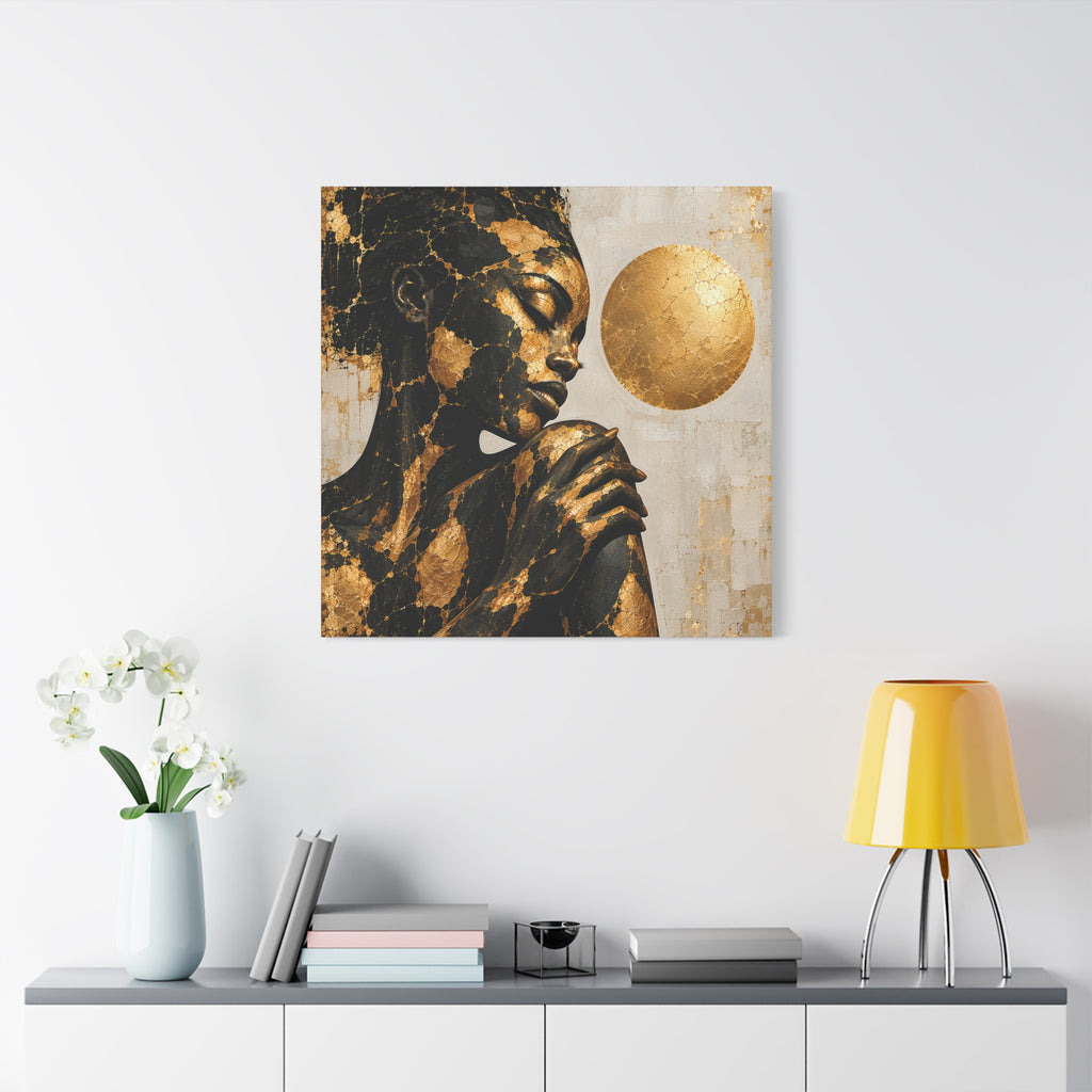 Held in Gold — Modern Black & Gold Woman Portrait
