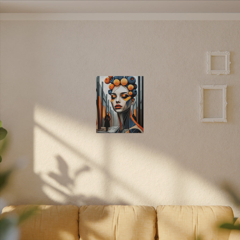 Orbital Crown – Futurist Geometric Female Portrait Canvas Print