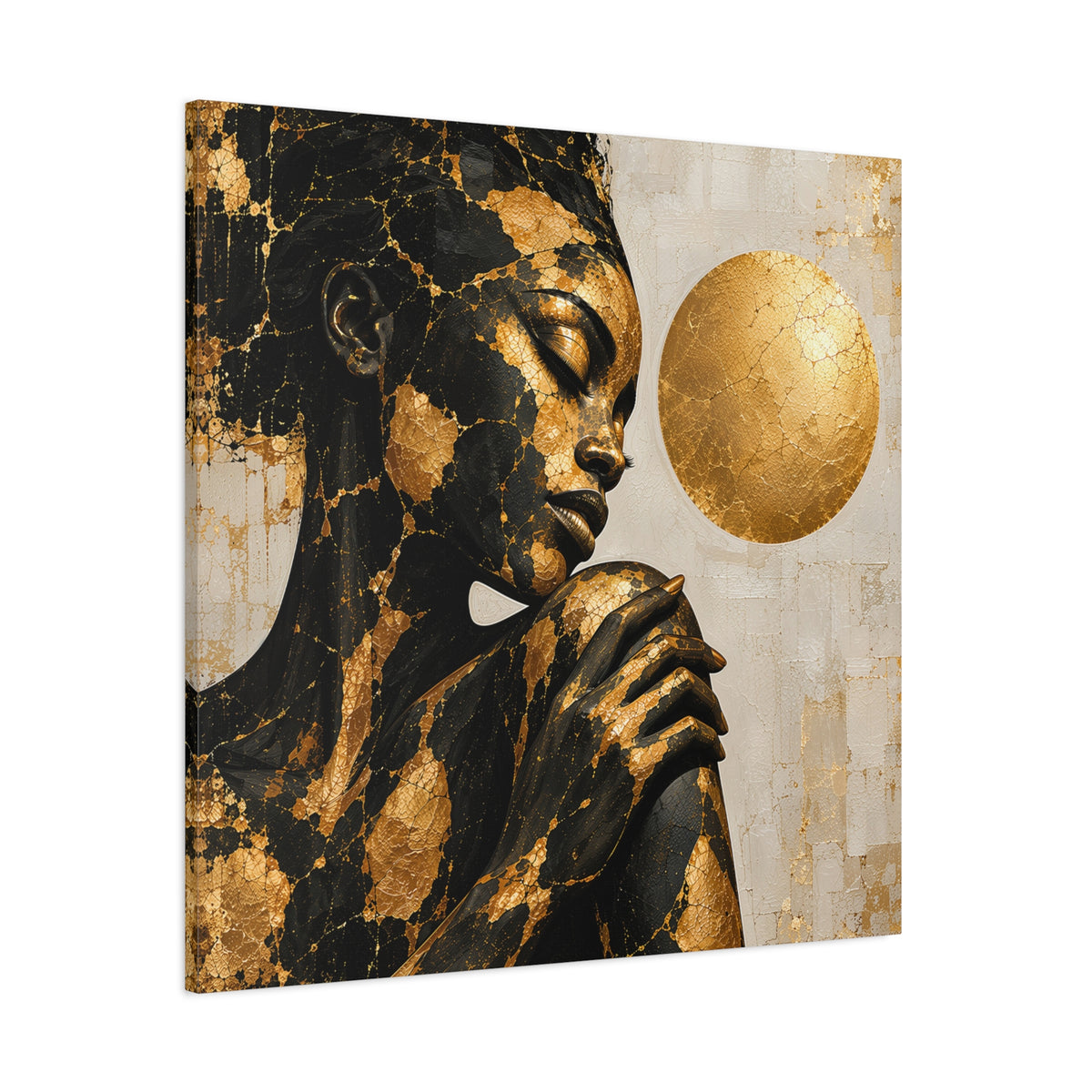 Held in Gold — Modern Black & Gold Woman Portrait
