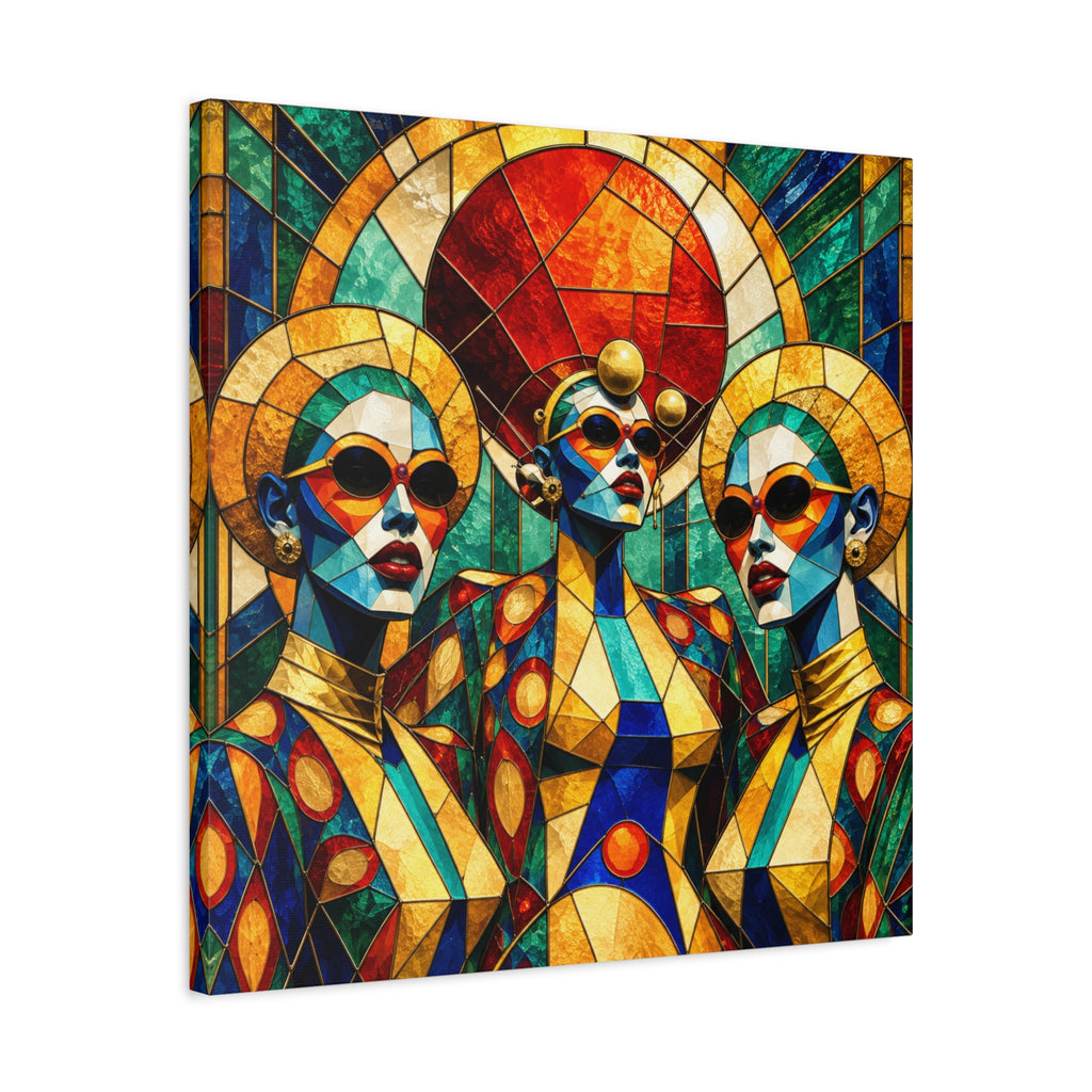 The Gilded Circle - Vibrant Geometric Portrait Wall Decor