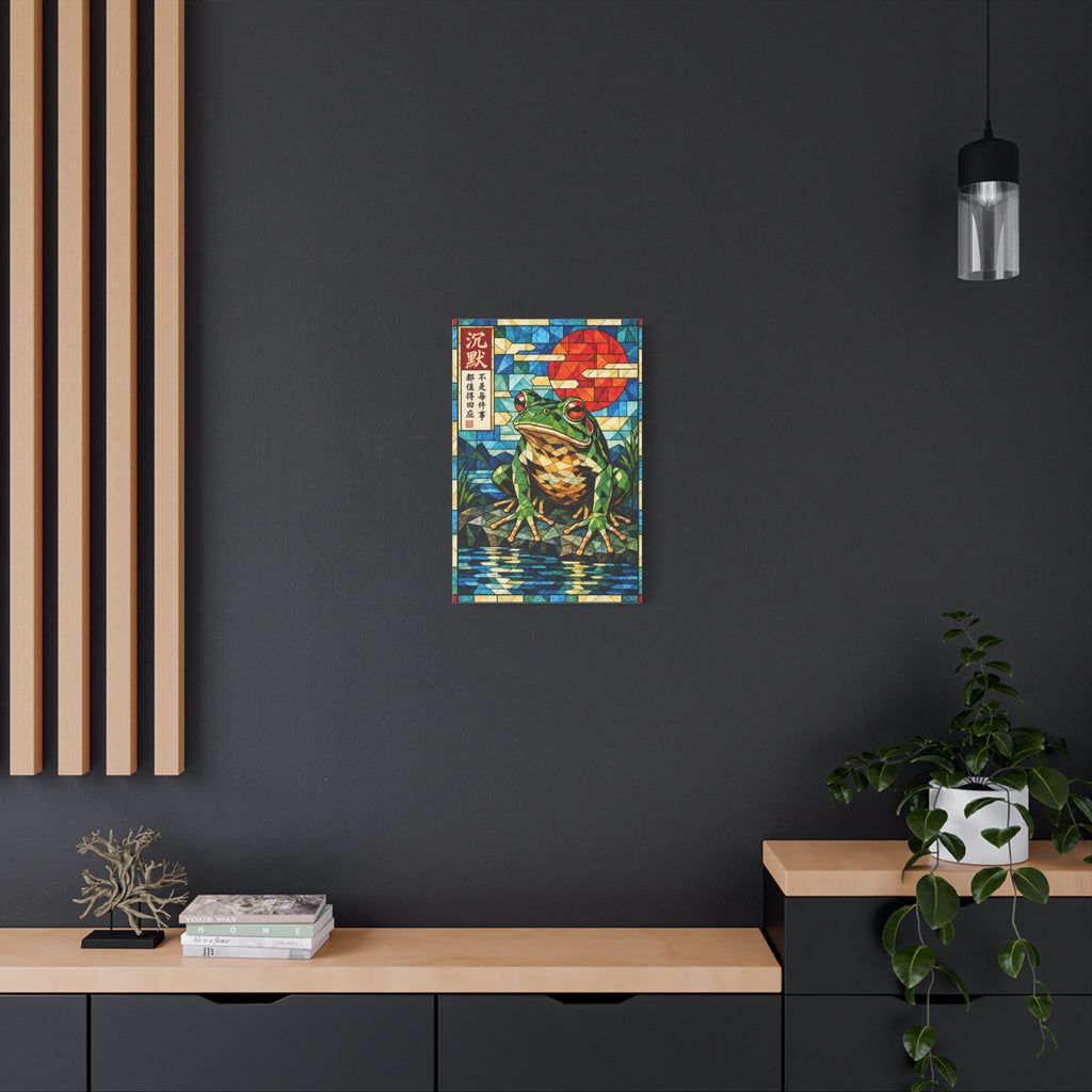 Silence Is a Response | Cubist Stained Glass Frog Art