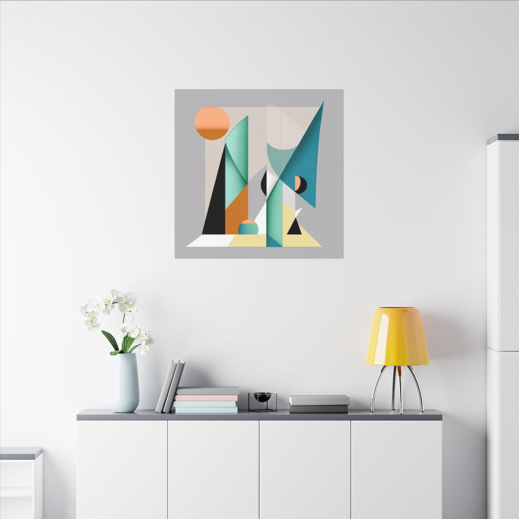 Geometry at Dusk – Teal Orange Geometric Abstract Canvas Print