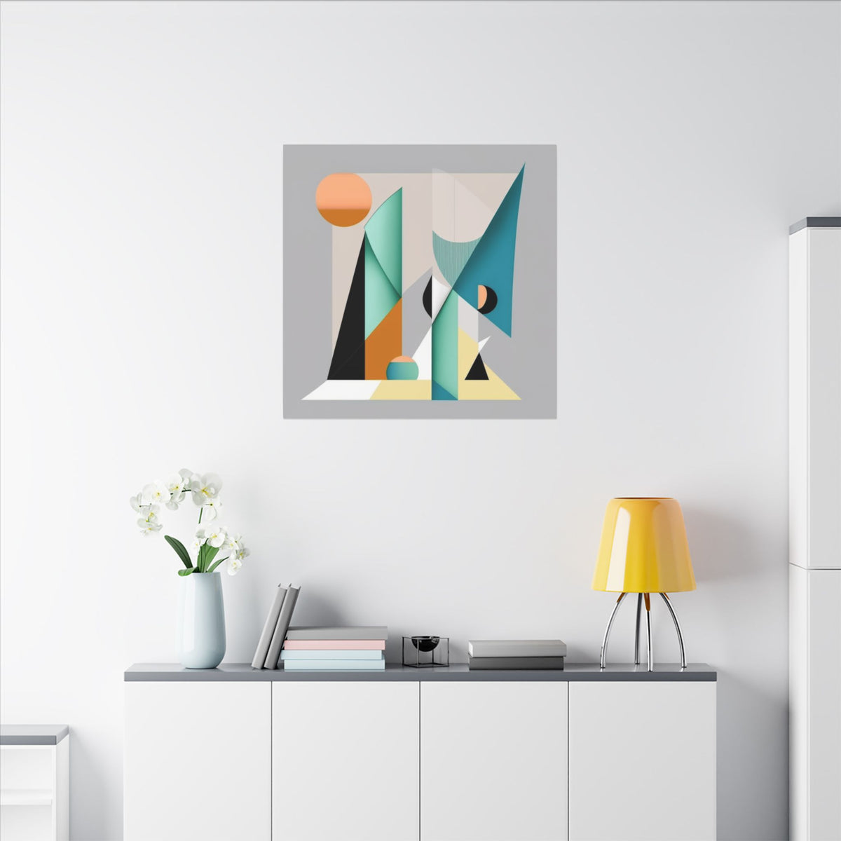 Geometry at Dusk – Teal Orange Geometric Abstract Canvas Print