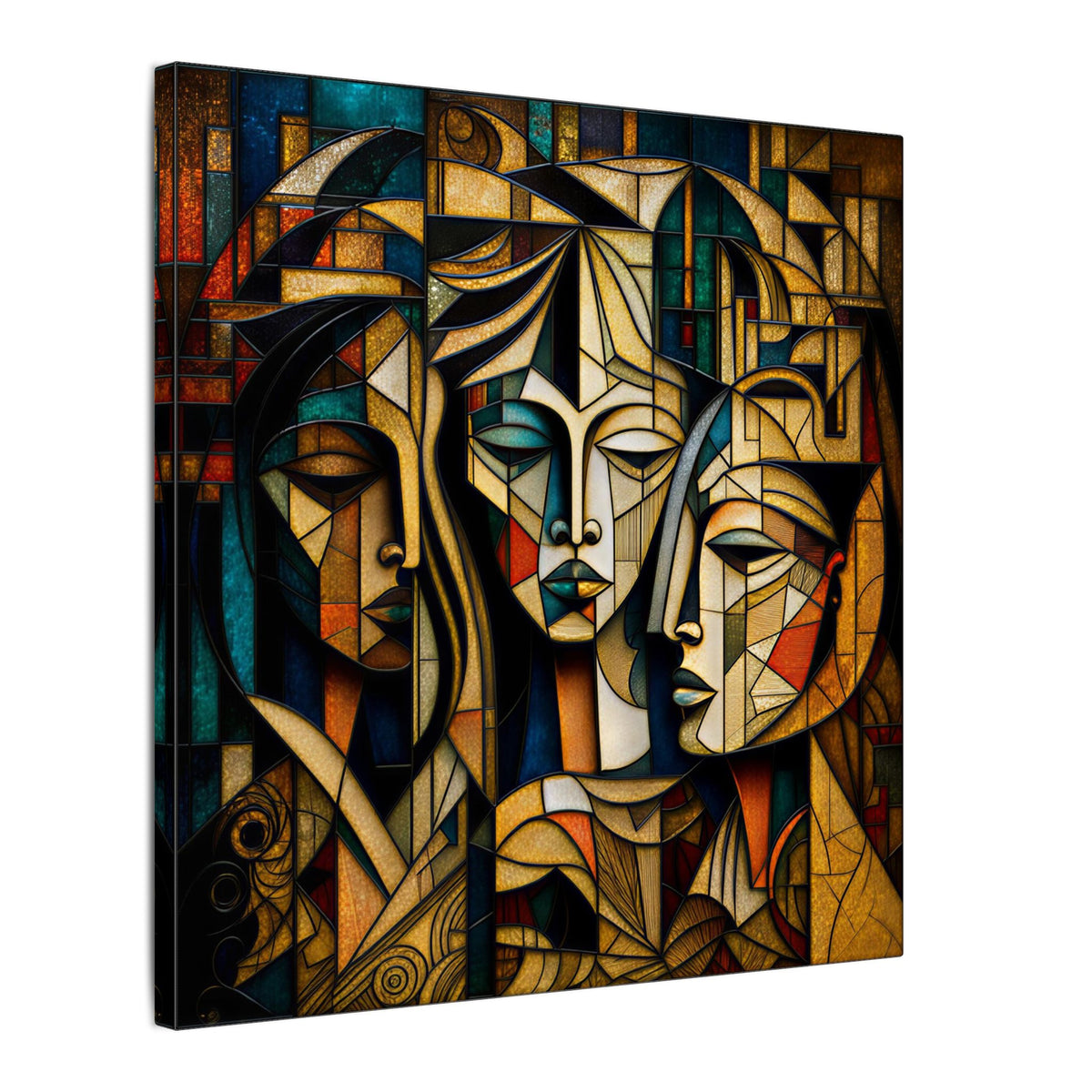 The Three Within – Cubist Triple Portrait Canvas Print