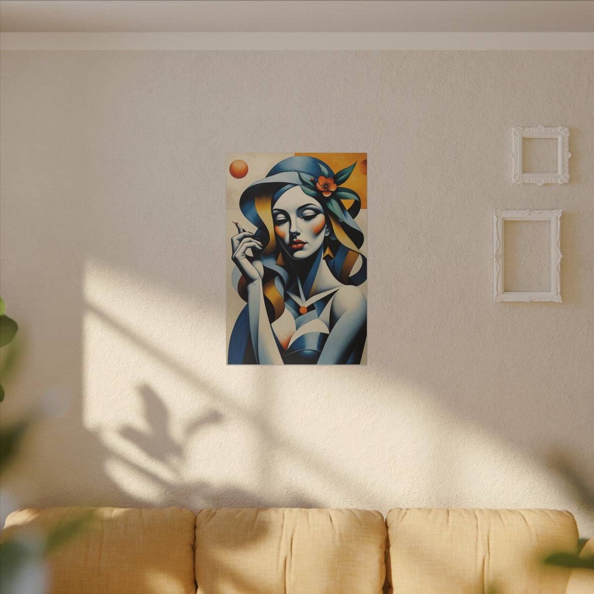 Blue Reverie – Geometric Female Portrait Canvas Print