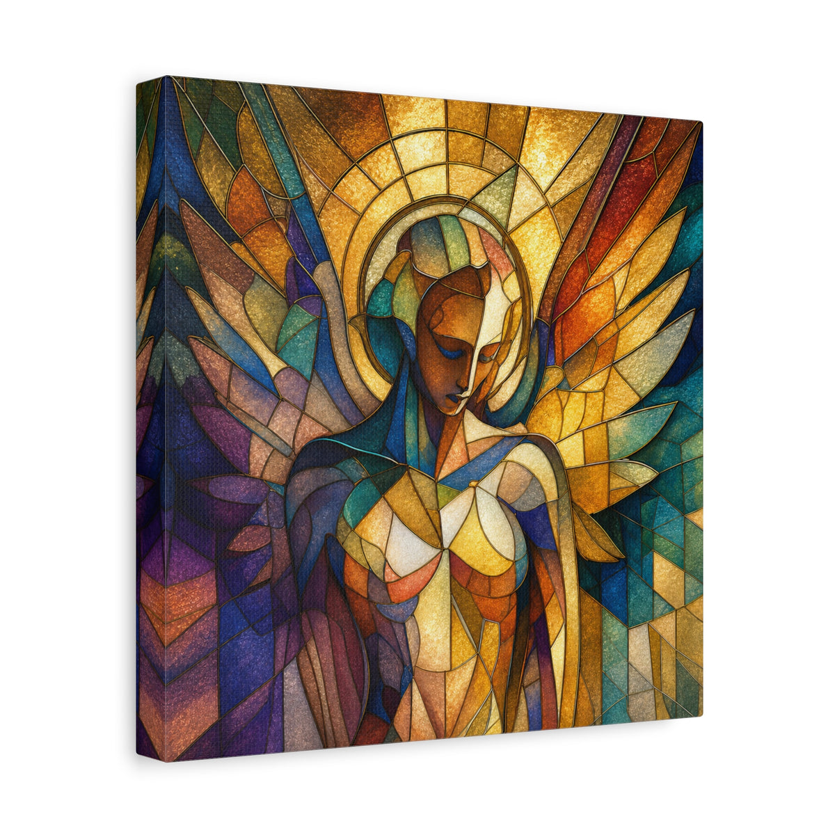 Grace in Full Color — Modern Stained Glass Angel Wall Art
