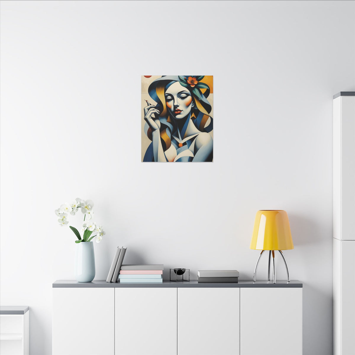 Blue Reverie – Geometric Female Portrait Canvas Print