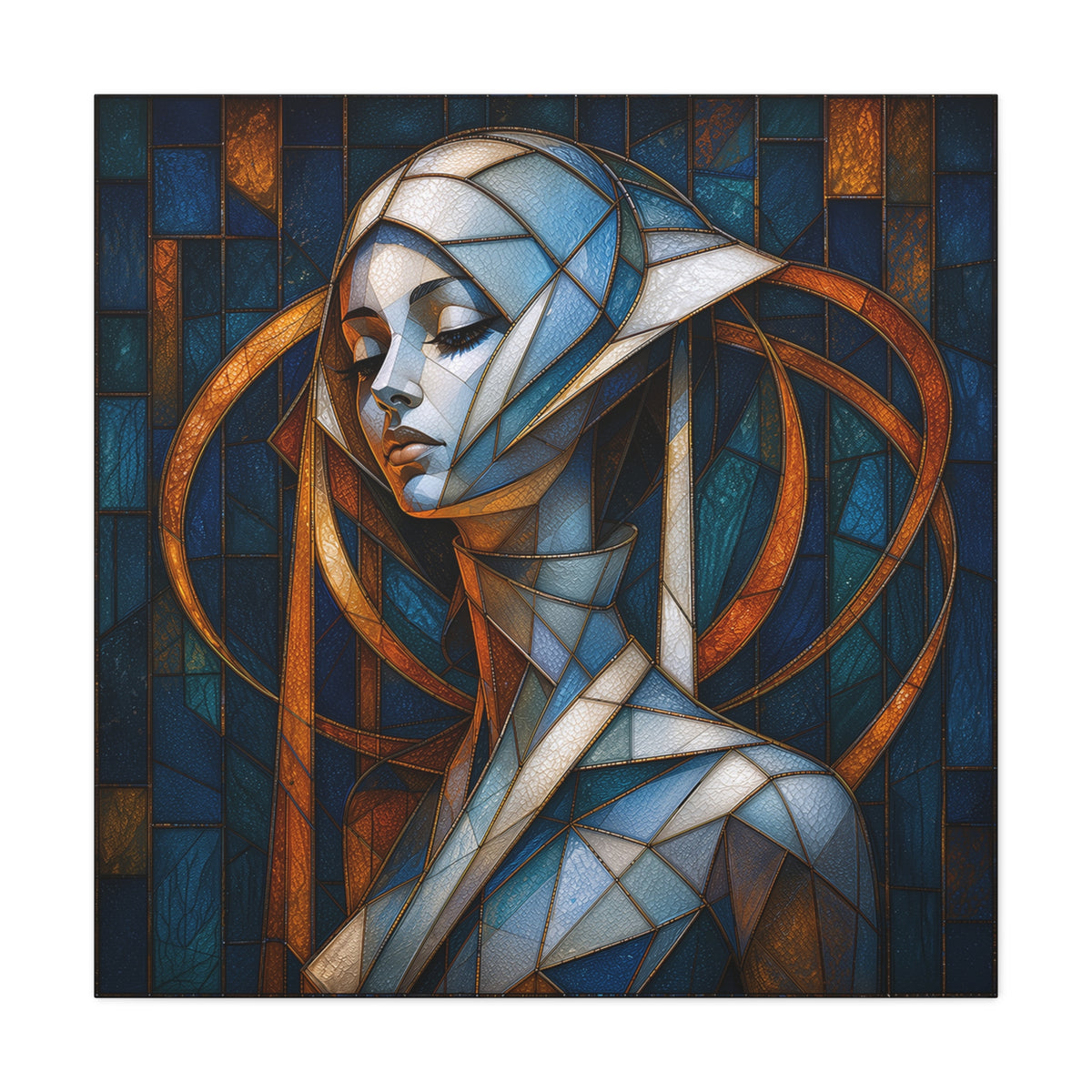 Cathedral of Her Own — Modern Stained Glass Woman Portrait Art