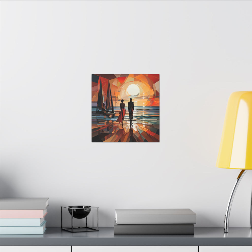 Toward the Last Light – Geometric Couple Sunset Canvas Print