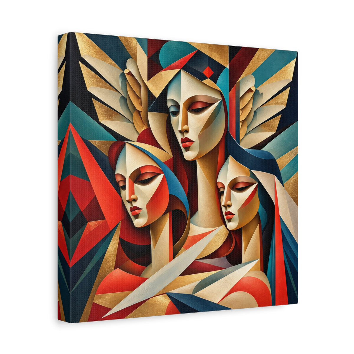Triad of Grace — Art Deco Cubist Angel Fine Art Print