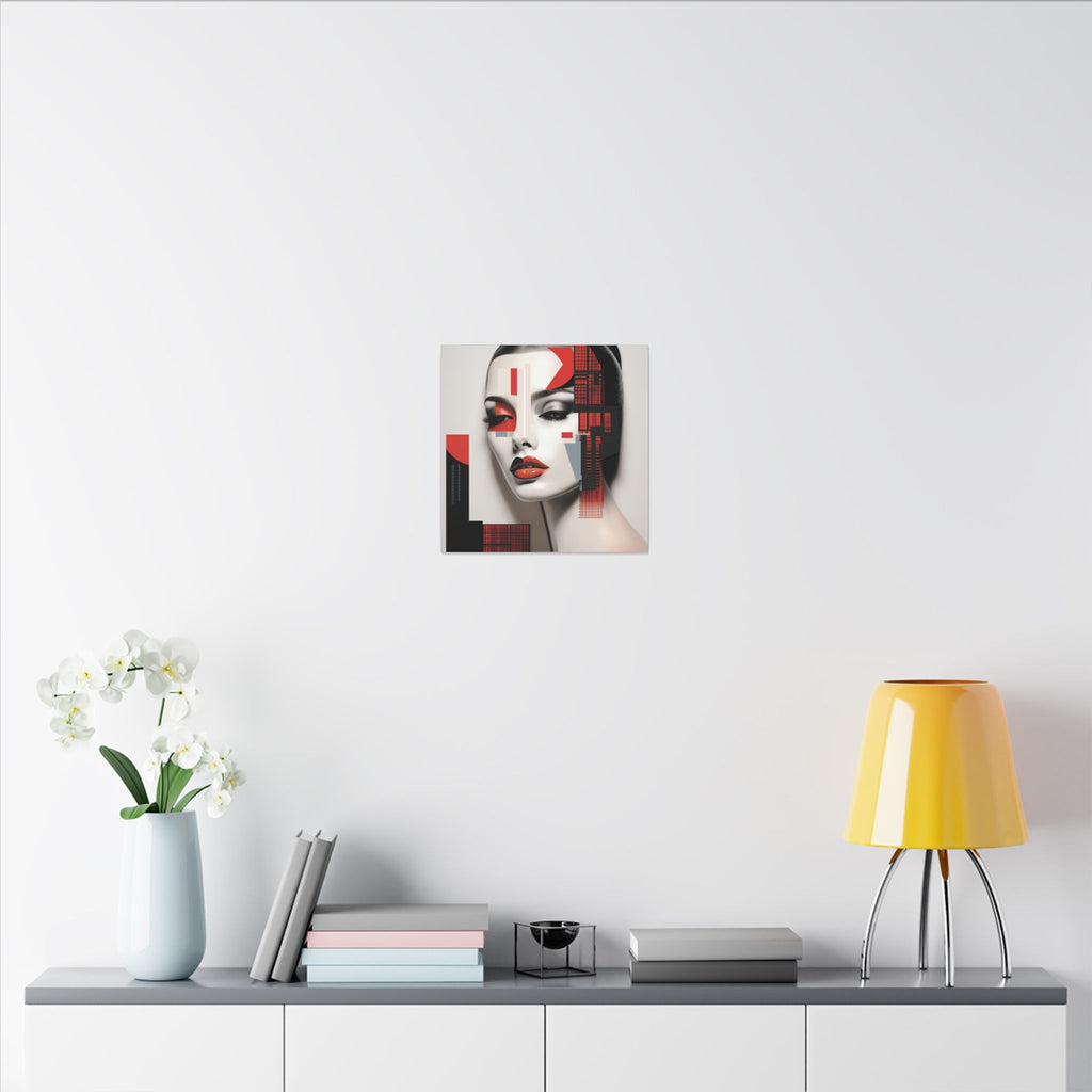 Red Syntax – Geometric Fashion Portrait Canvas Print