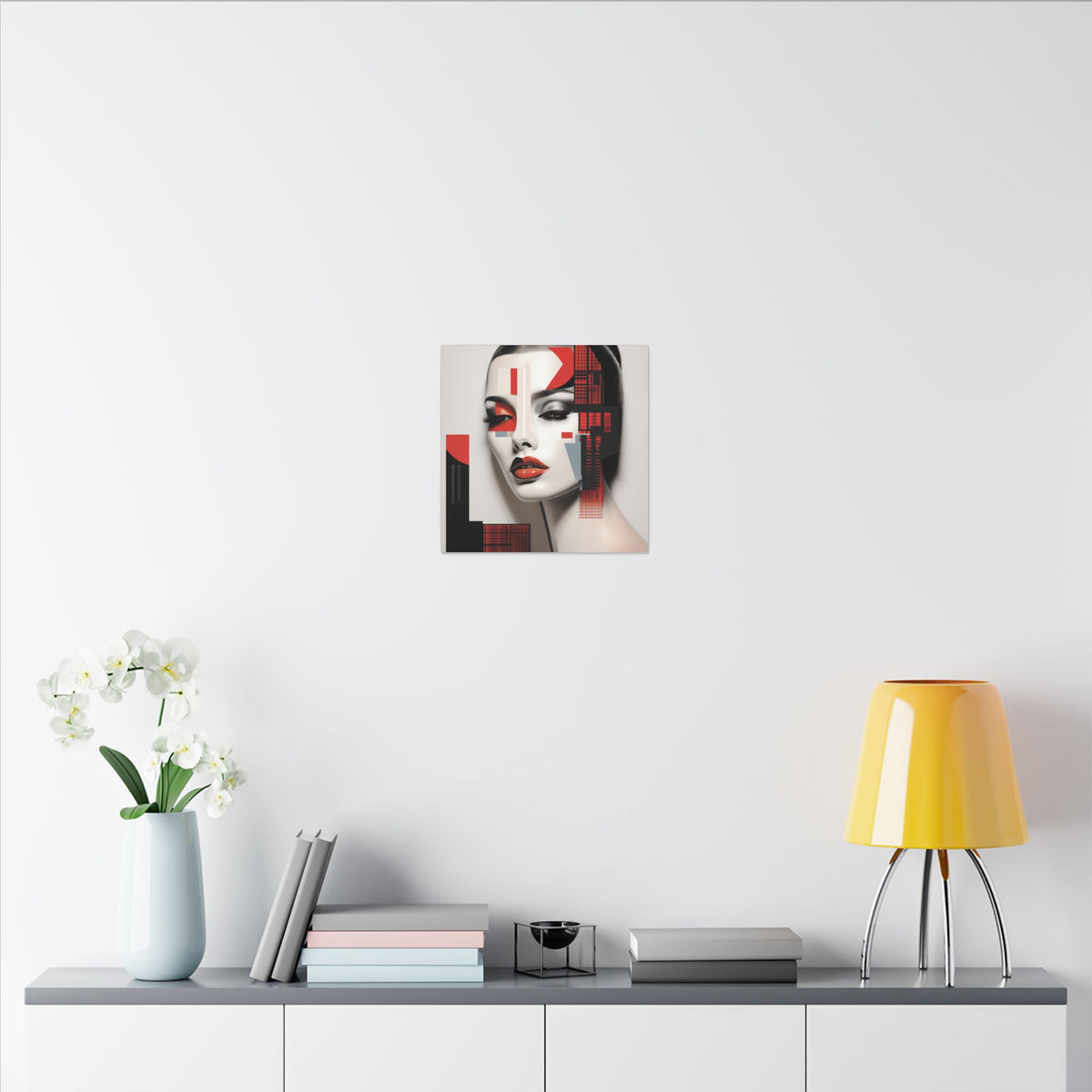 Red Syntax – Geometric Fashion Portrait Canvas Print