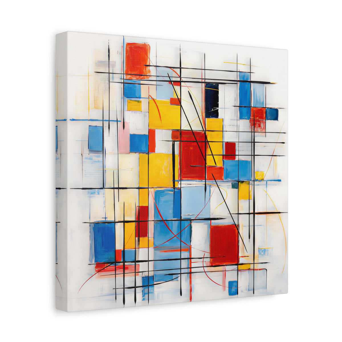 Controlled Chaos — Modern Geometric Abstract in Red, Blue, Yellow & Black
