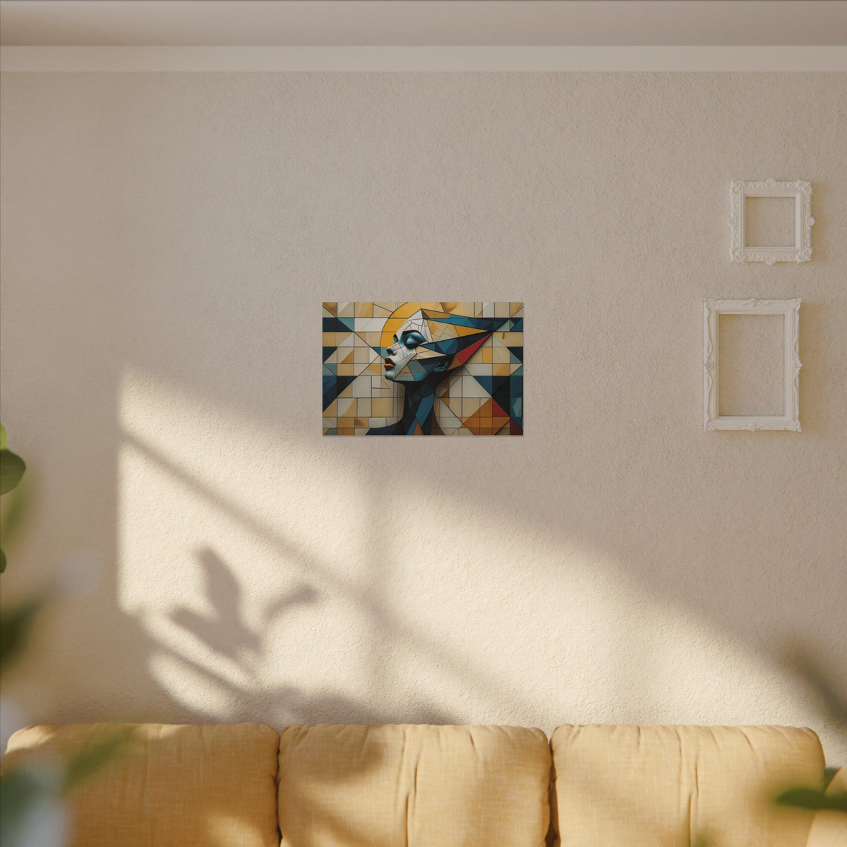 Measured Grace – Geometric Female Profile Canvas Print