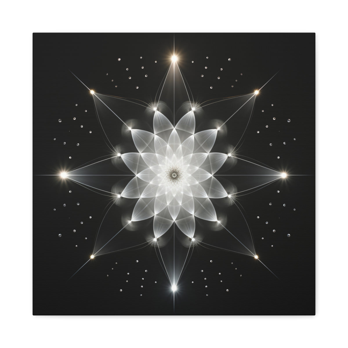 Constellation in Bloom — Monochrome Sacred Geometry Wall Art
