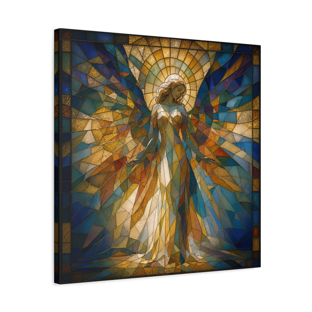 Radiance Descending — Stained-Glass Style Angelic Abstract Cubist Art Print