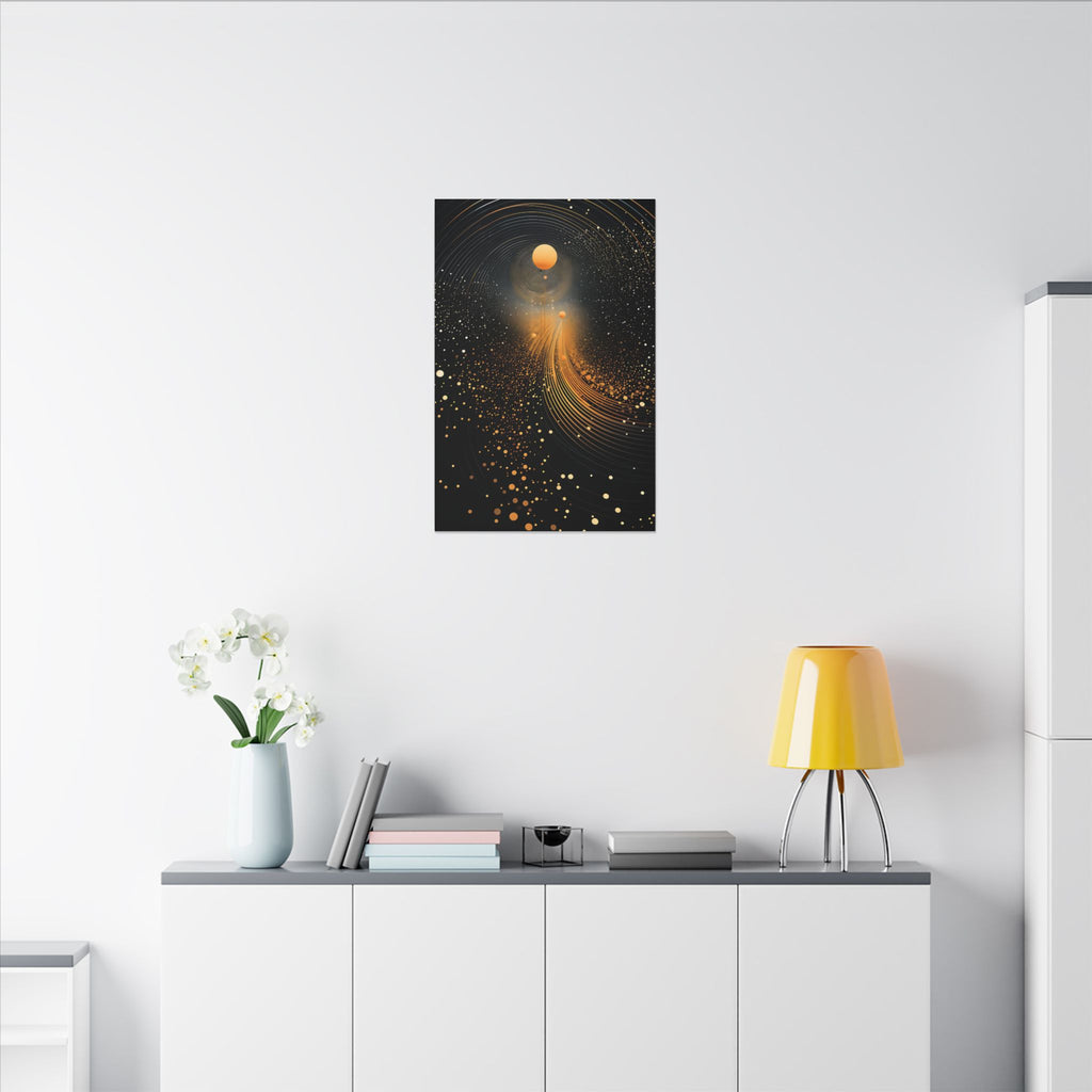 Into the Infinite – Black Gold Celestial Abstract Canvas Print