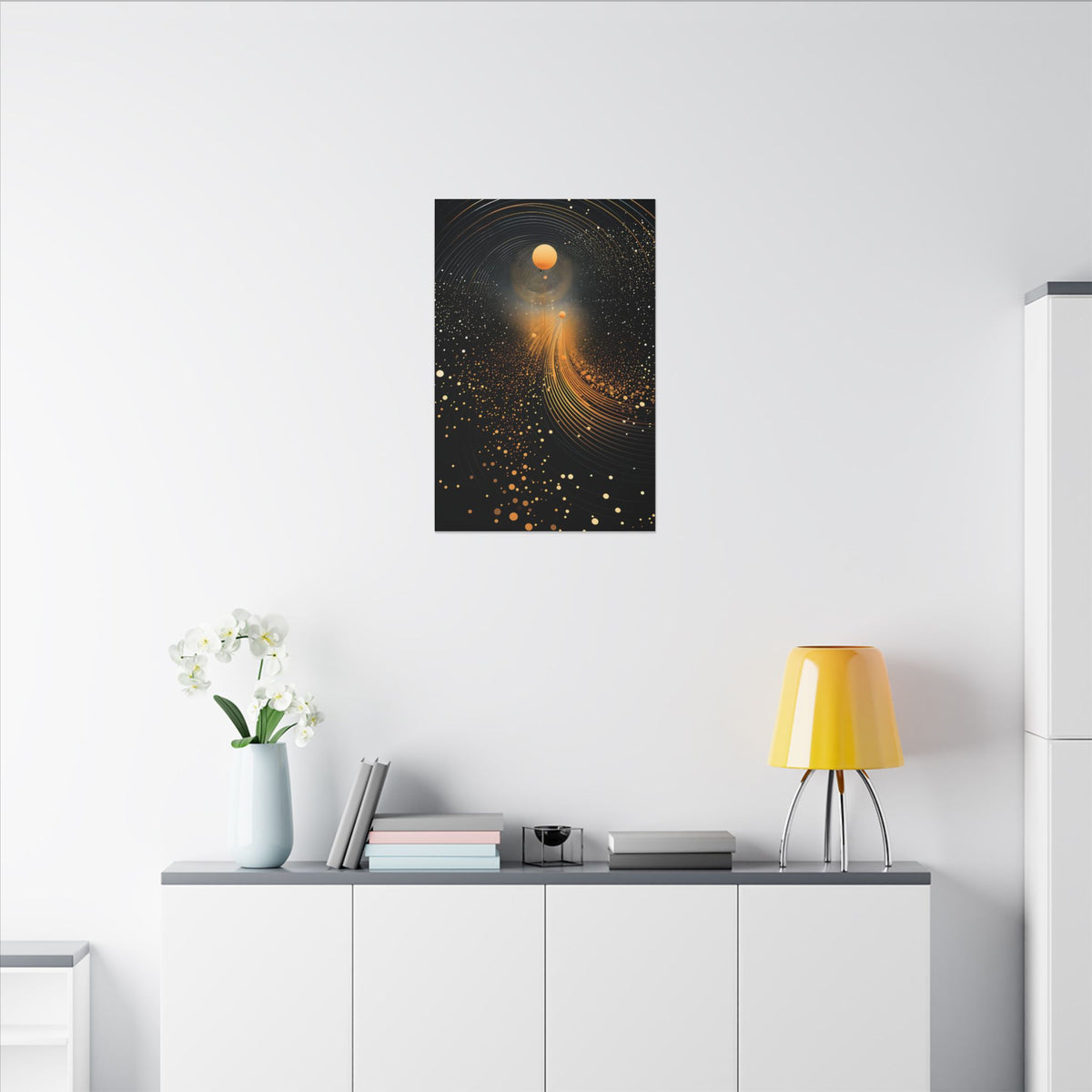 Into the Infinite – Black Gold Celestial Abstract Canvas Print