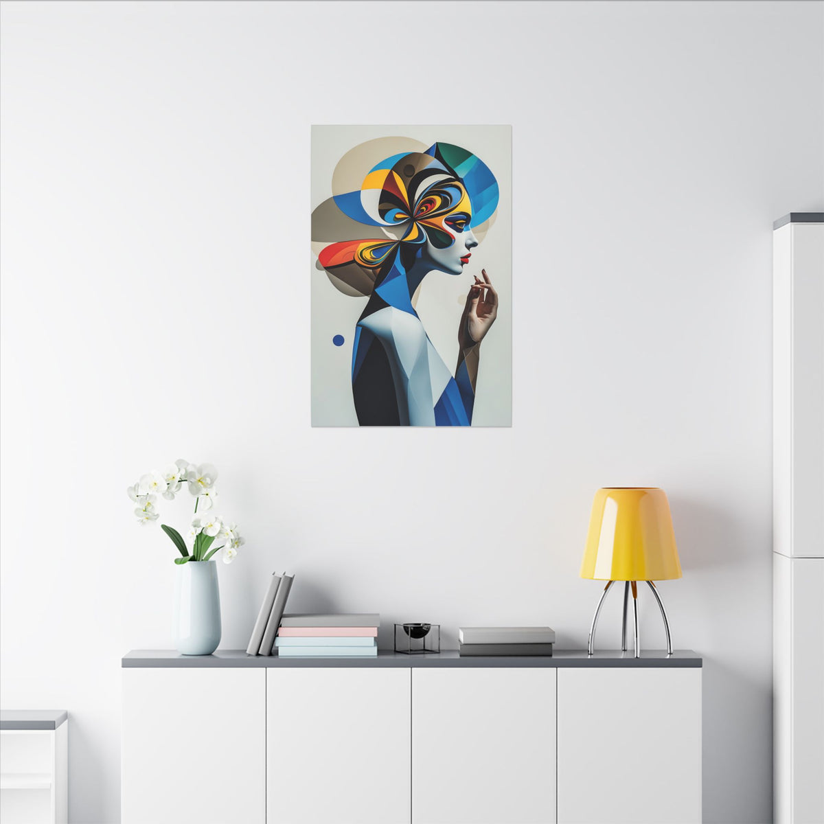 The Shape of Thought – Futurist Geometric Female Portrait Canvas Print