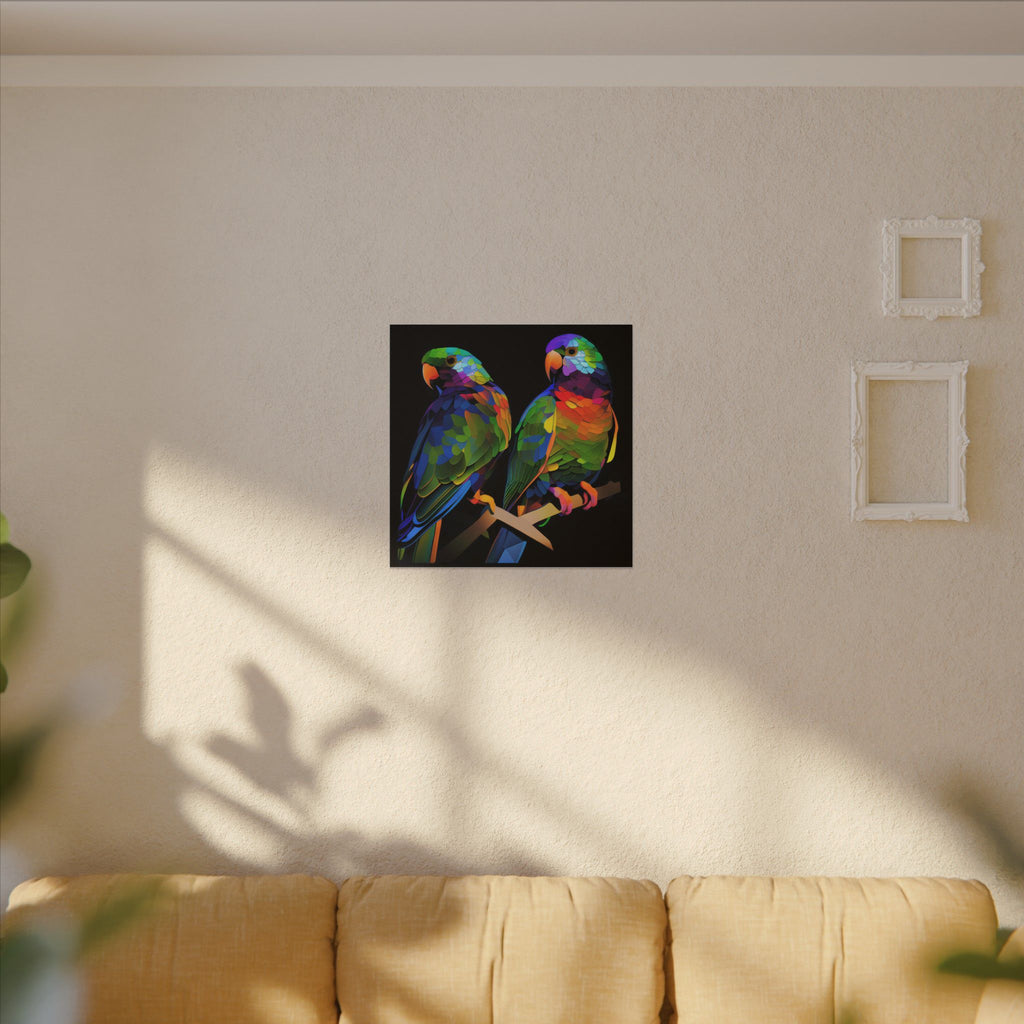 Electric Pair – Colorful Geometric Parrot Canvas Print
