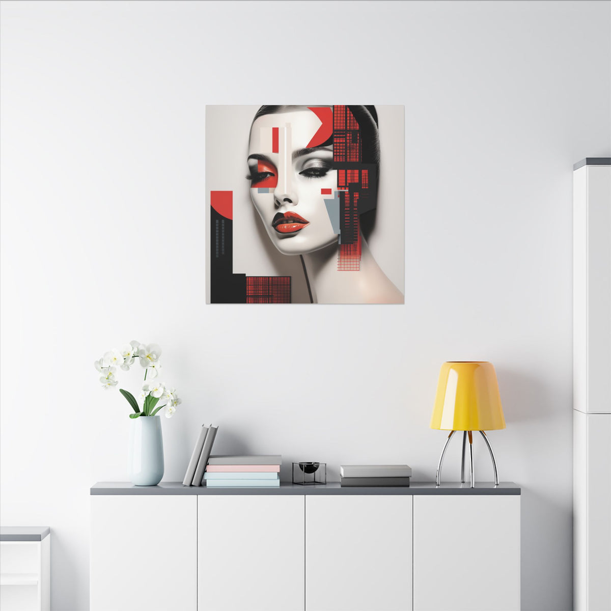 Red Syntax – Geometric Fashion Portrait Canvas Print