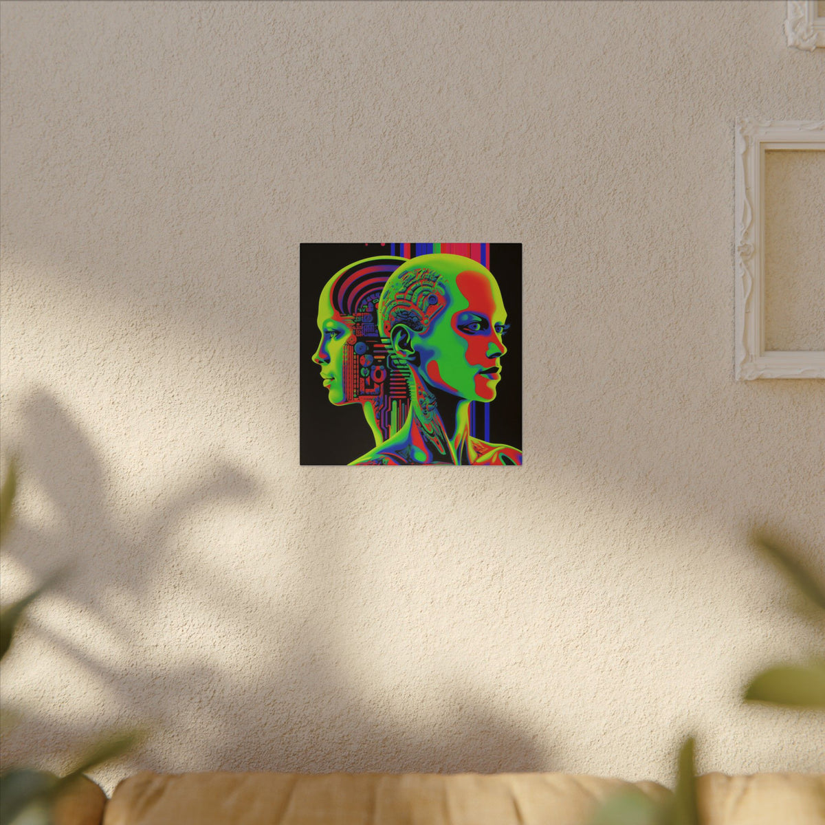 Neon Consciousness – Cybernetic Abstract Portrait Canvas Print