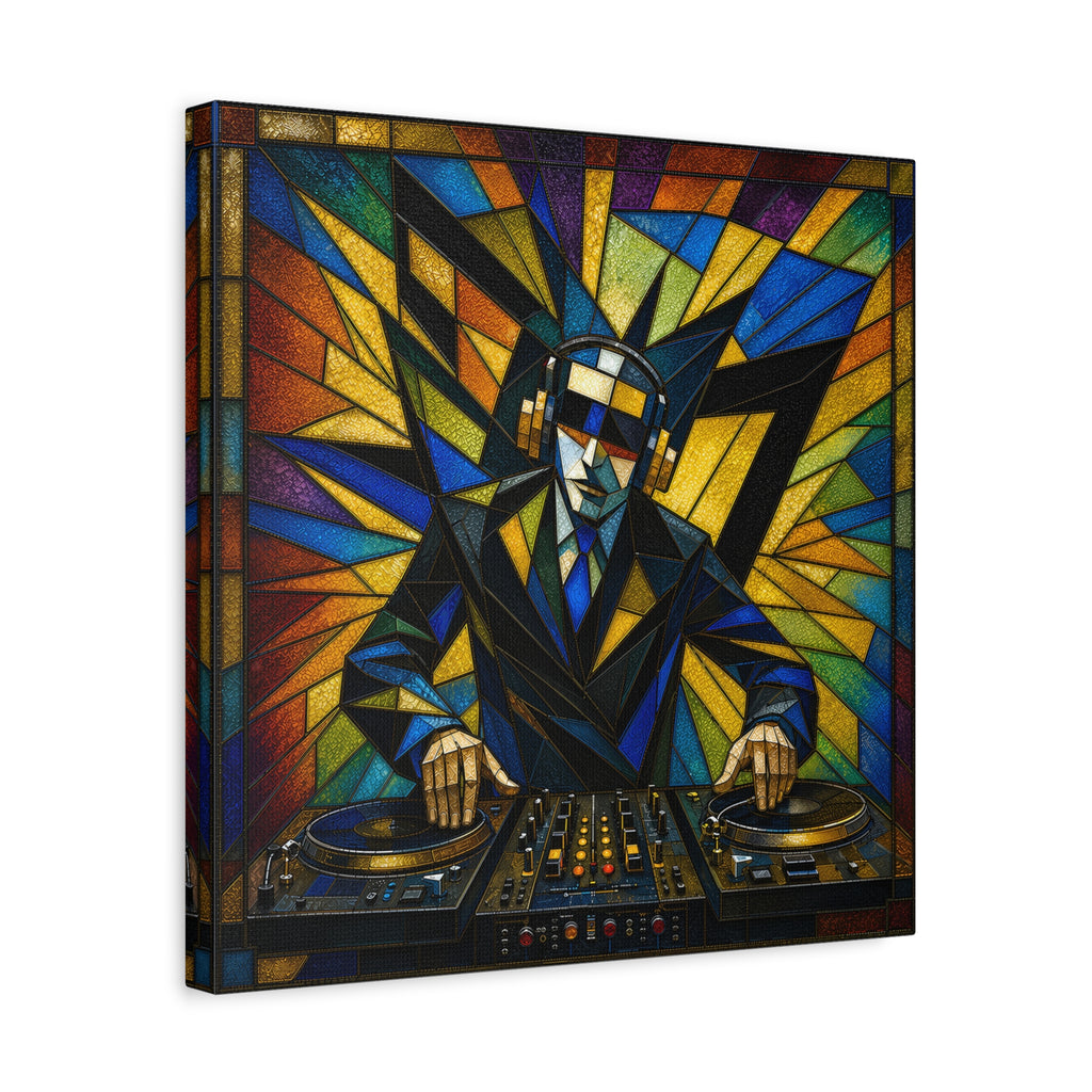 Frequency State – Abstract Stained Glass DJ Pop Art Canvas Print