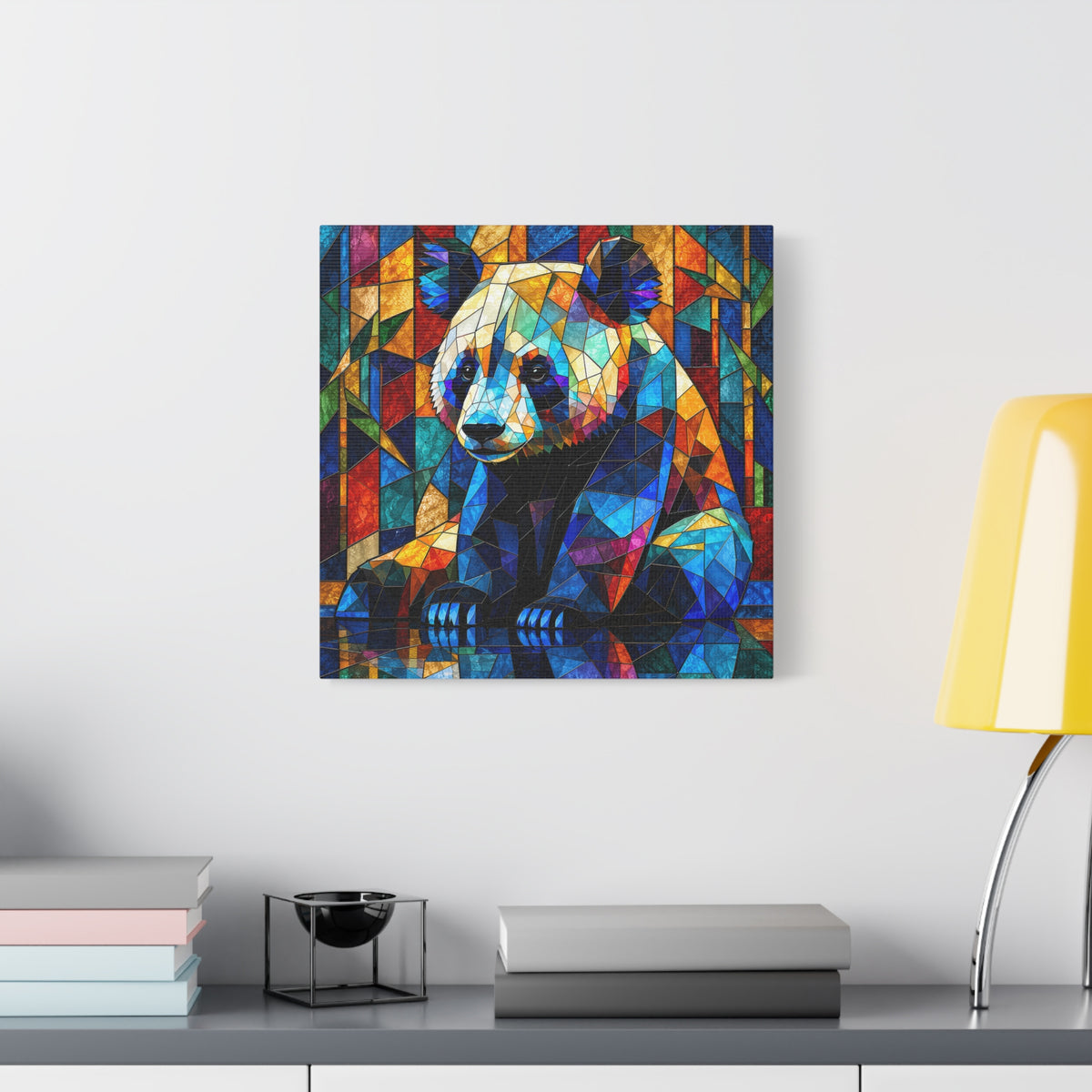 Prismatic Panda — Stained Glass Geometric Animal Wall Art