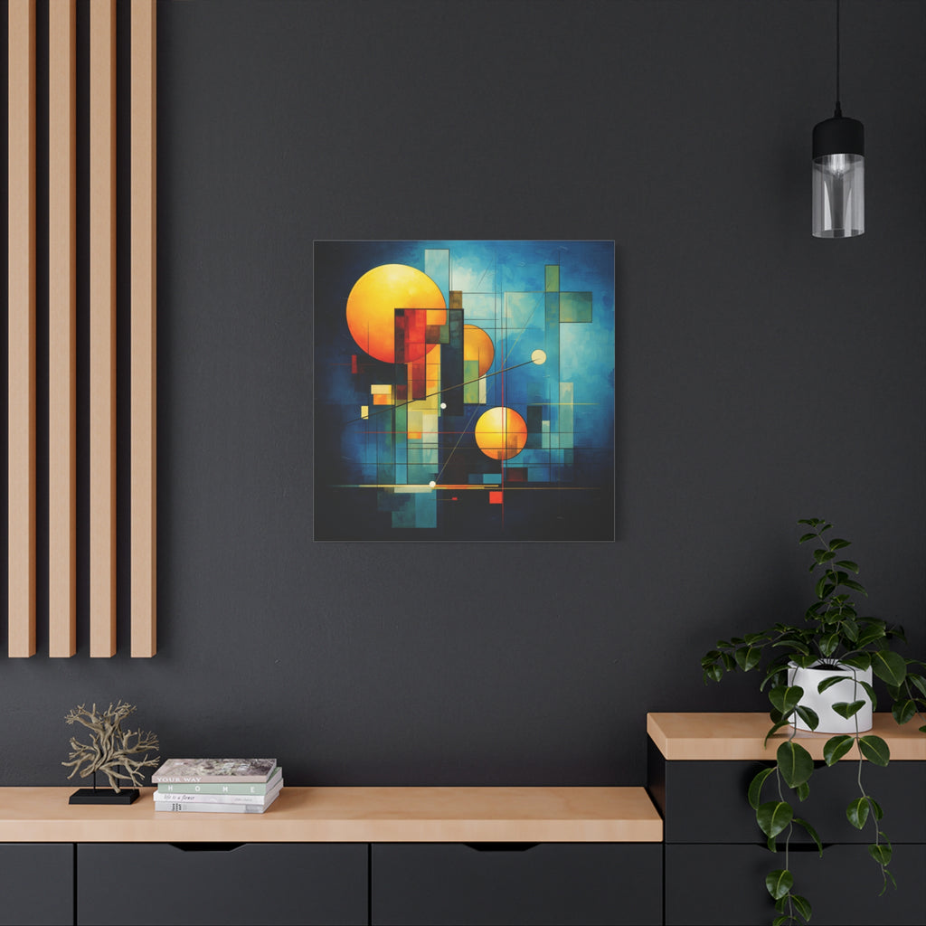Solar Blueprint – Geometric Abstract Sun Canvas Print
