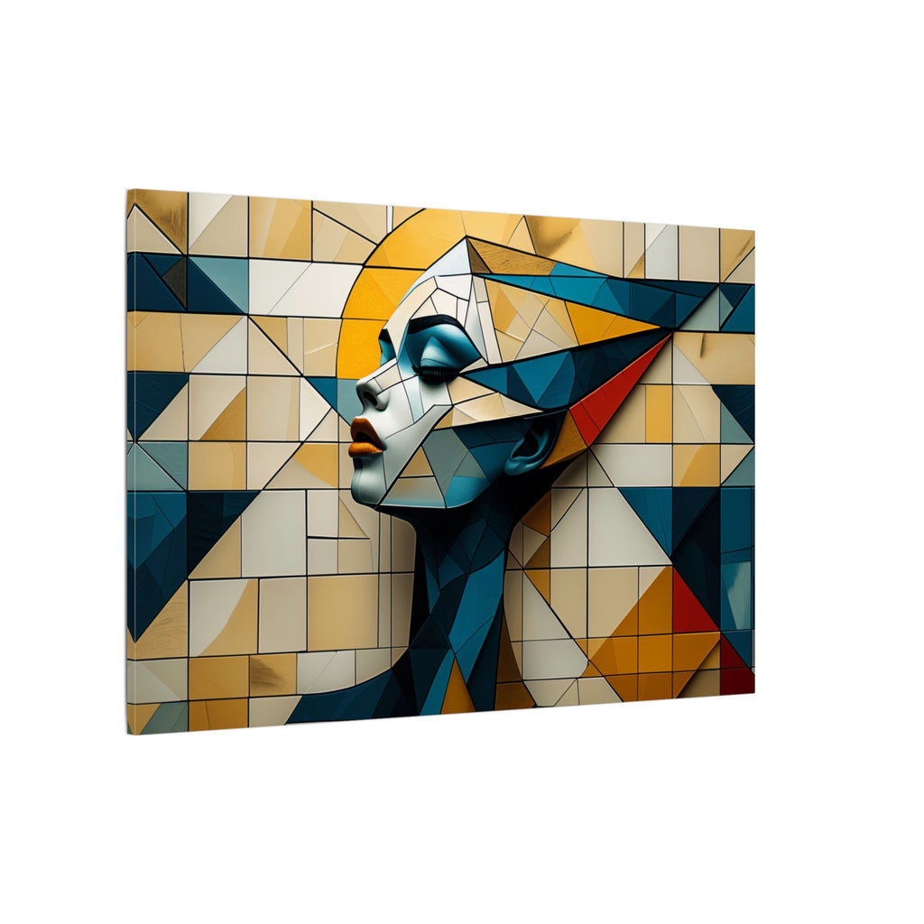 Measured Grace – Geometric Female Profile Canvas Print