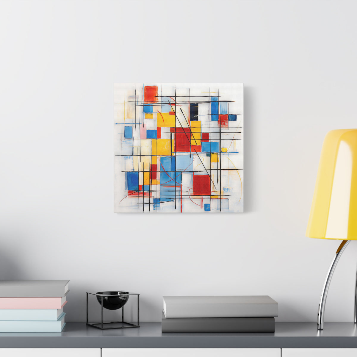 Controlled Chaos — Modern Geometric Abstract in Red, Blue, Yellow & Black