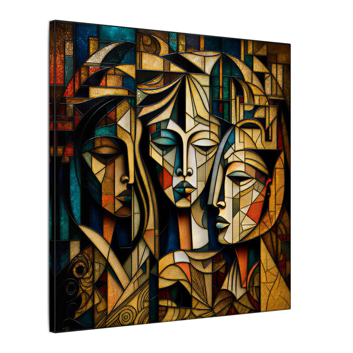 The Three Within – Cubist Triple Portrait Canvas Print