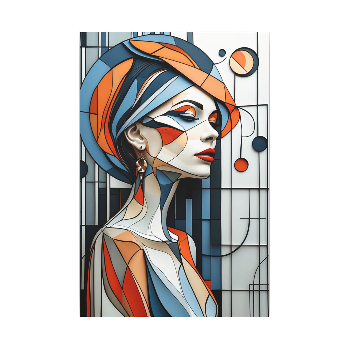Poise in Orbit – Geometric Female Portrait Canvas Print