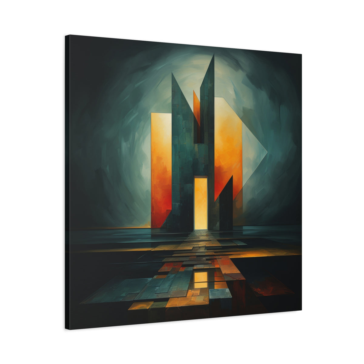 Temple of Arrival — Futuristic Architectural Abstract Wall Art