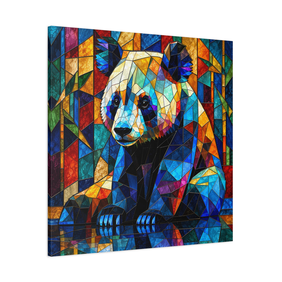 Prismatic Panda — Stained Glass Geometric Animal Wall Art