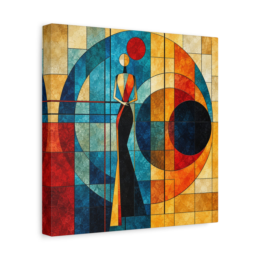 Orbit of Poise — Art Deco Stained Glass Woman Canvas