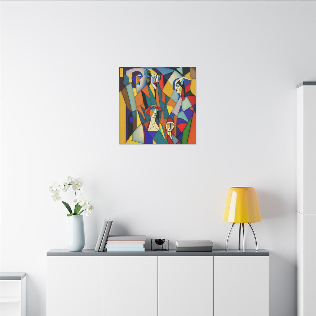 The Gathering of Selves – Colorful Geometric Figurative Canvas Print