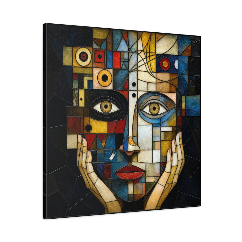 Seen From Within — Cubist Stained Glass Woman Portrait Wall Art