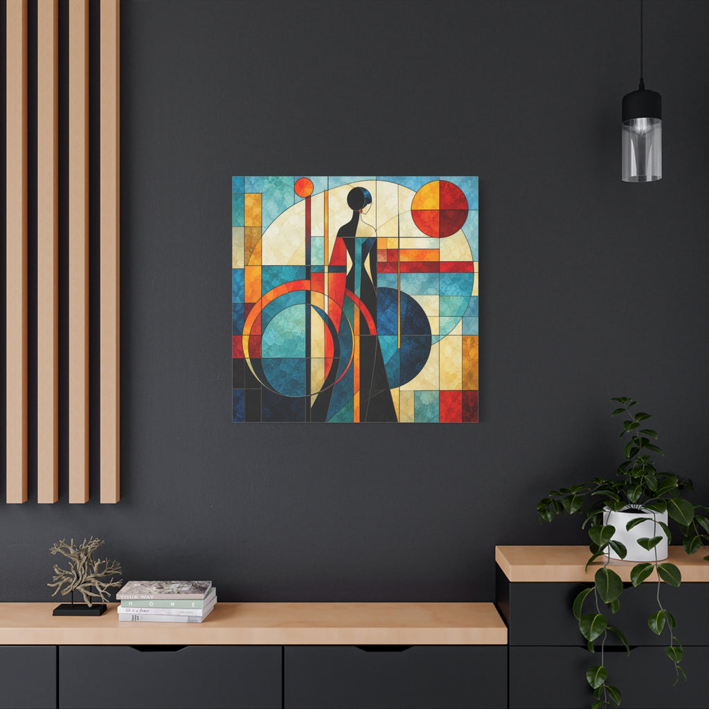 Solar Reverie — Art Deco Stained Glass Woman Canvas