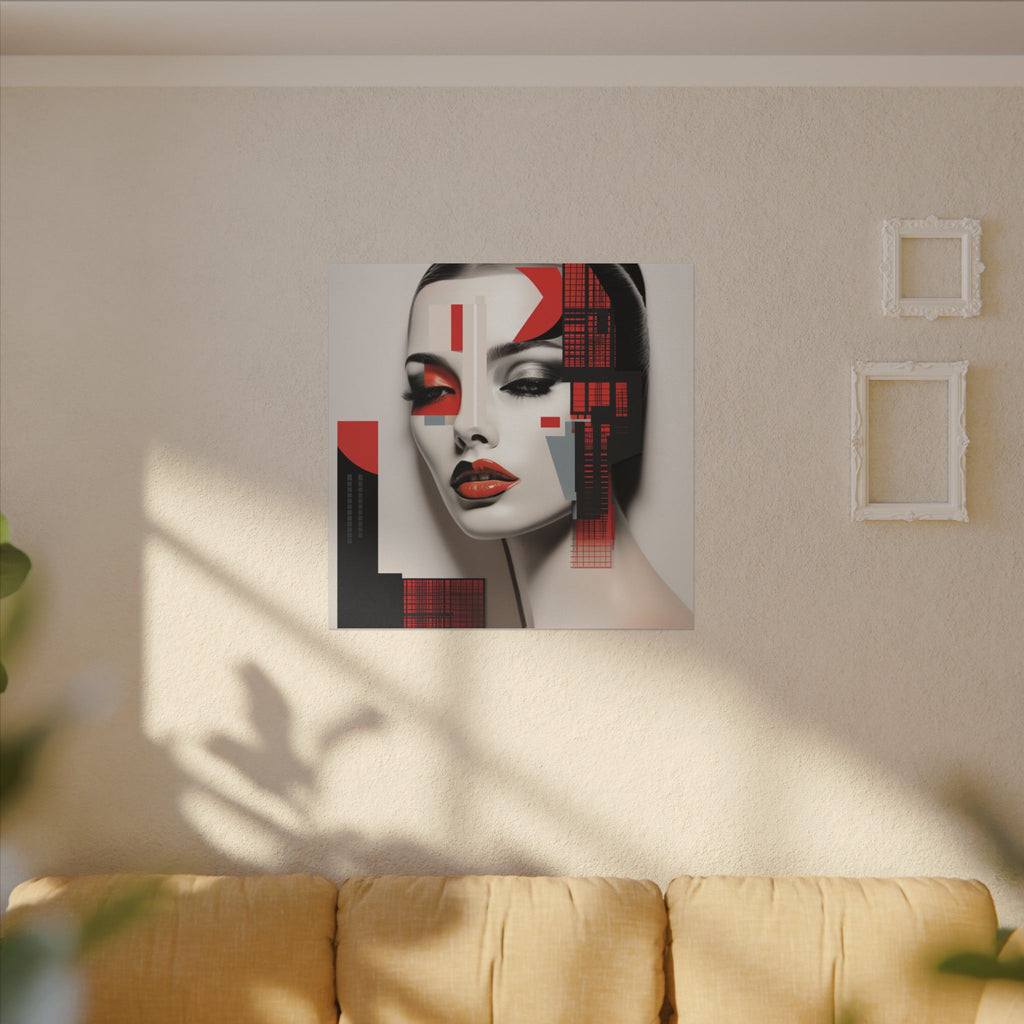 Red Syntax – Geometric Fashion Portrait Canvas Print