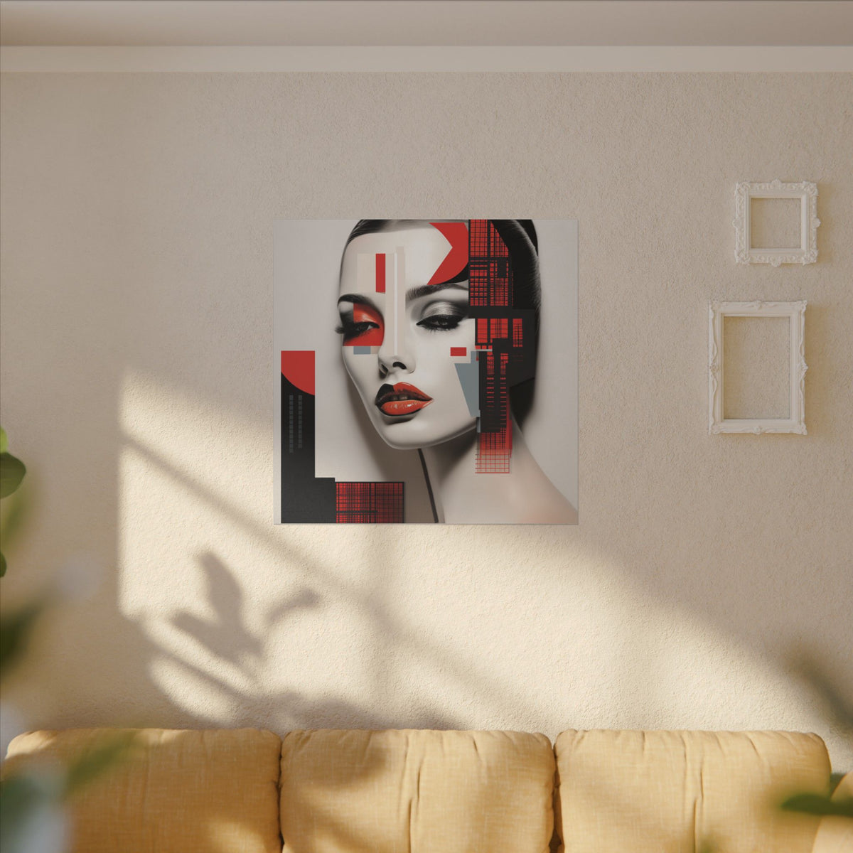 Red Syntax – Geometric Fashion Portrait Canvas Print