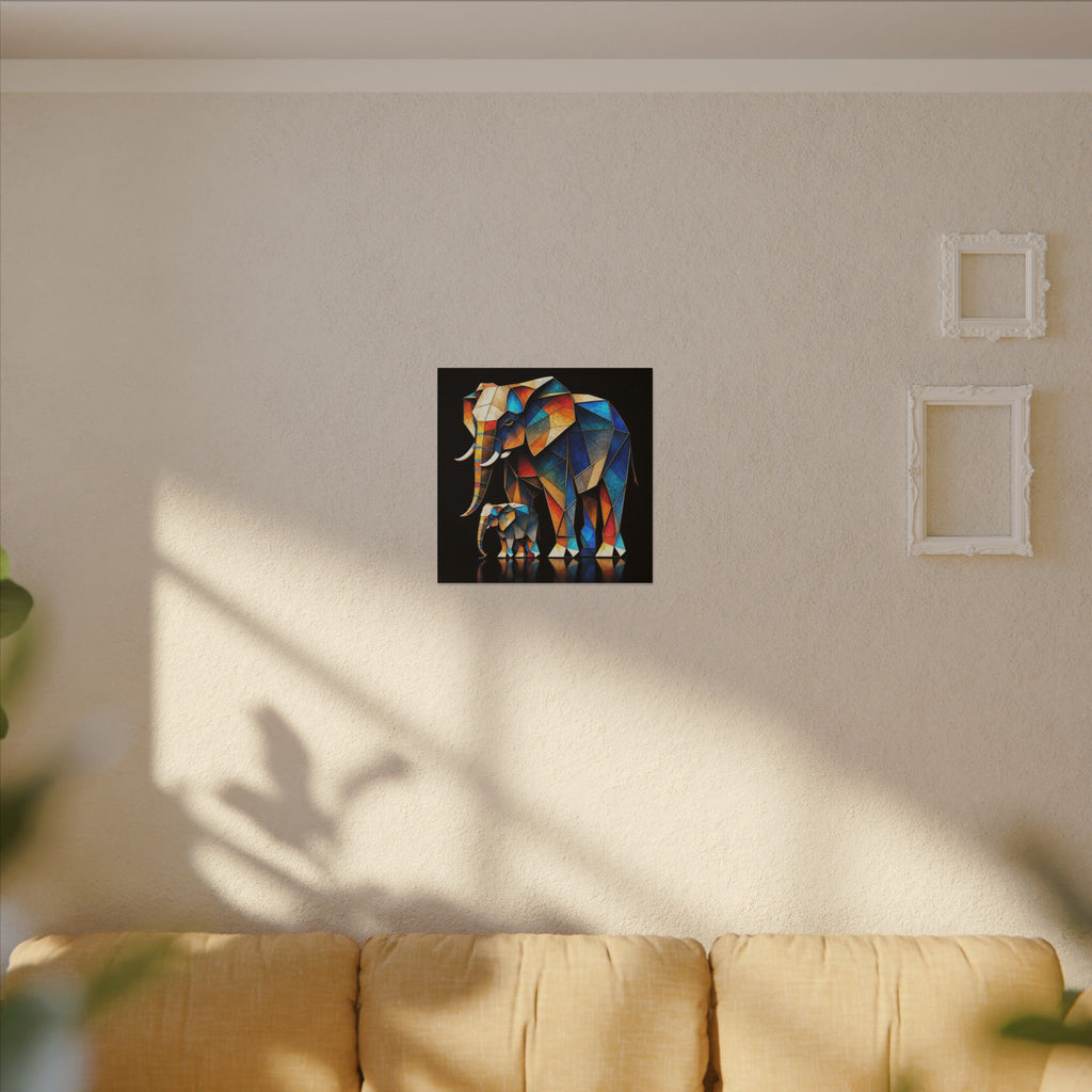 Inheritance of Strength – Geometric Elephant Family Canvas Print