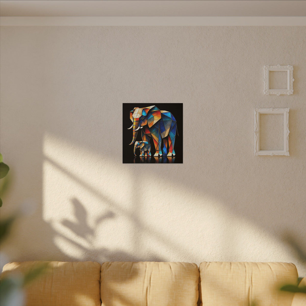 Inheritance of Strength – Geometric Elephant Family Canvas Print