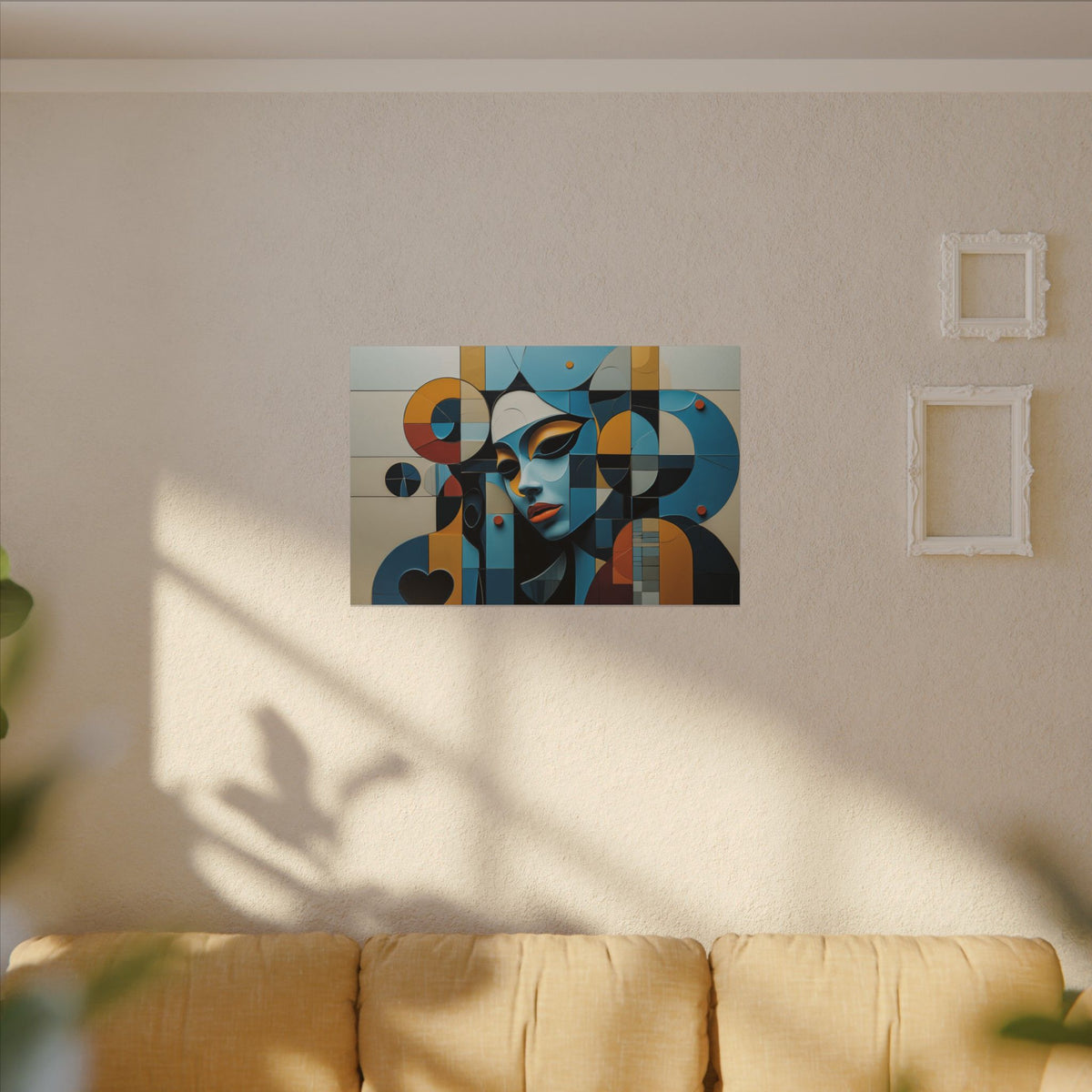 Heart in the Geometry – Geometric Abstract Female Portrait Canvas Print