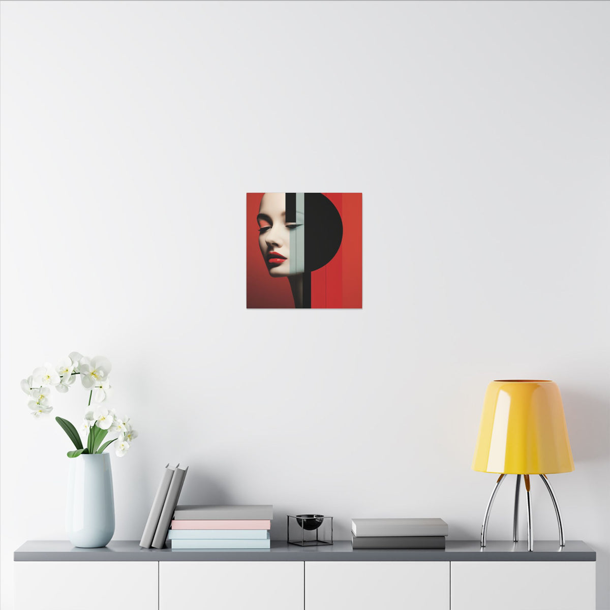 Red Eclipse – Modern Geometric Fashion Portrait Canvas Print