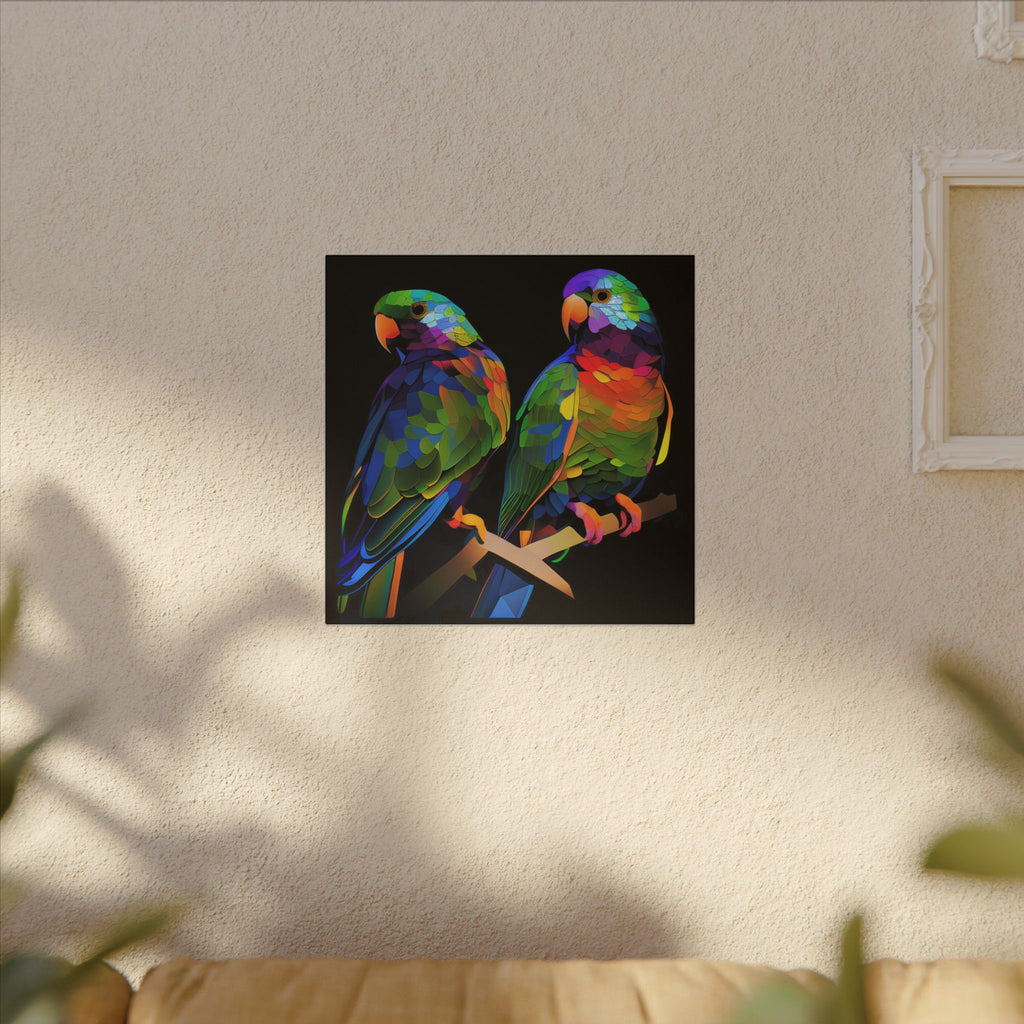 Electric Pair – Colorful Geometric Parrot Canvas Print