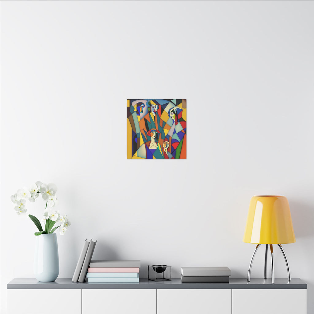 The Gathering of Selves – Colorful Geometric Figurative Canvas Print