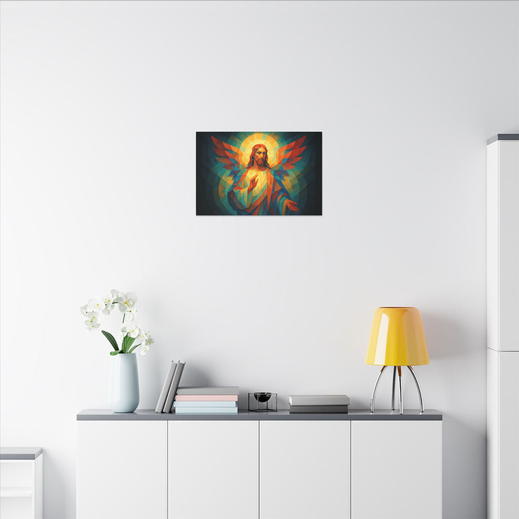 Radiant Mercy – Geometric Jesus Portrait Canvas Print